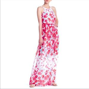 Eliza J white red floral maxi dress gown wedding guest dress size 4 small